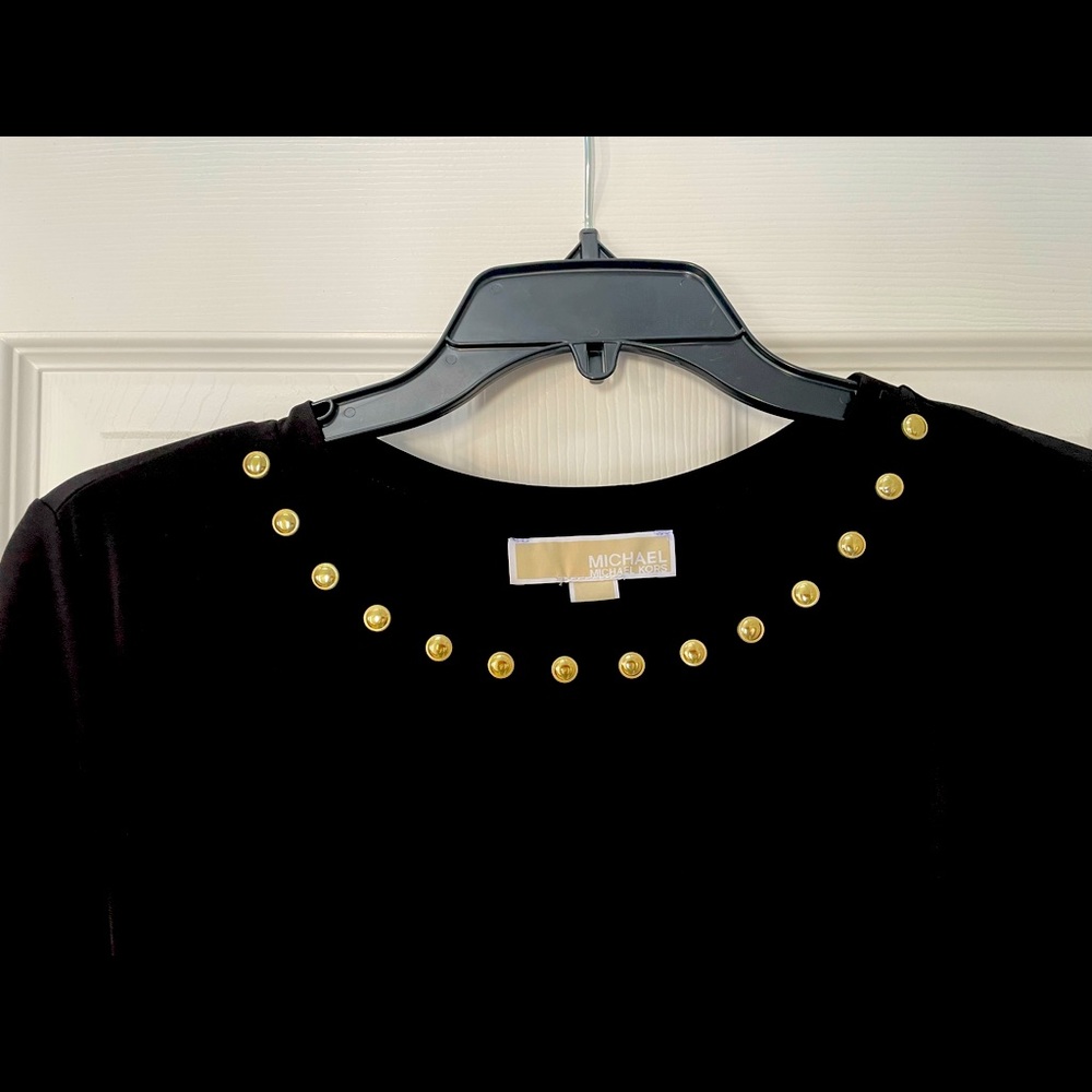 Michael Kors Short Black Dress with Gold Grommets Size Medium